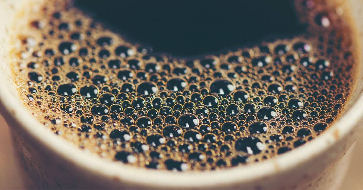 A close up of an Americano coffee crink